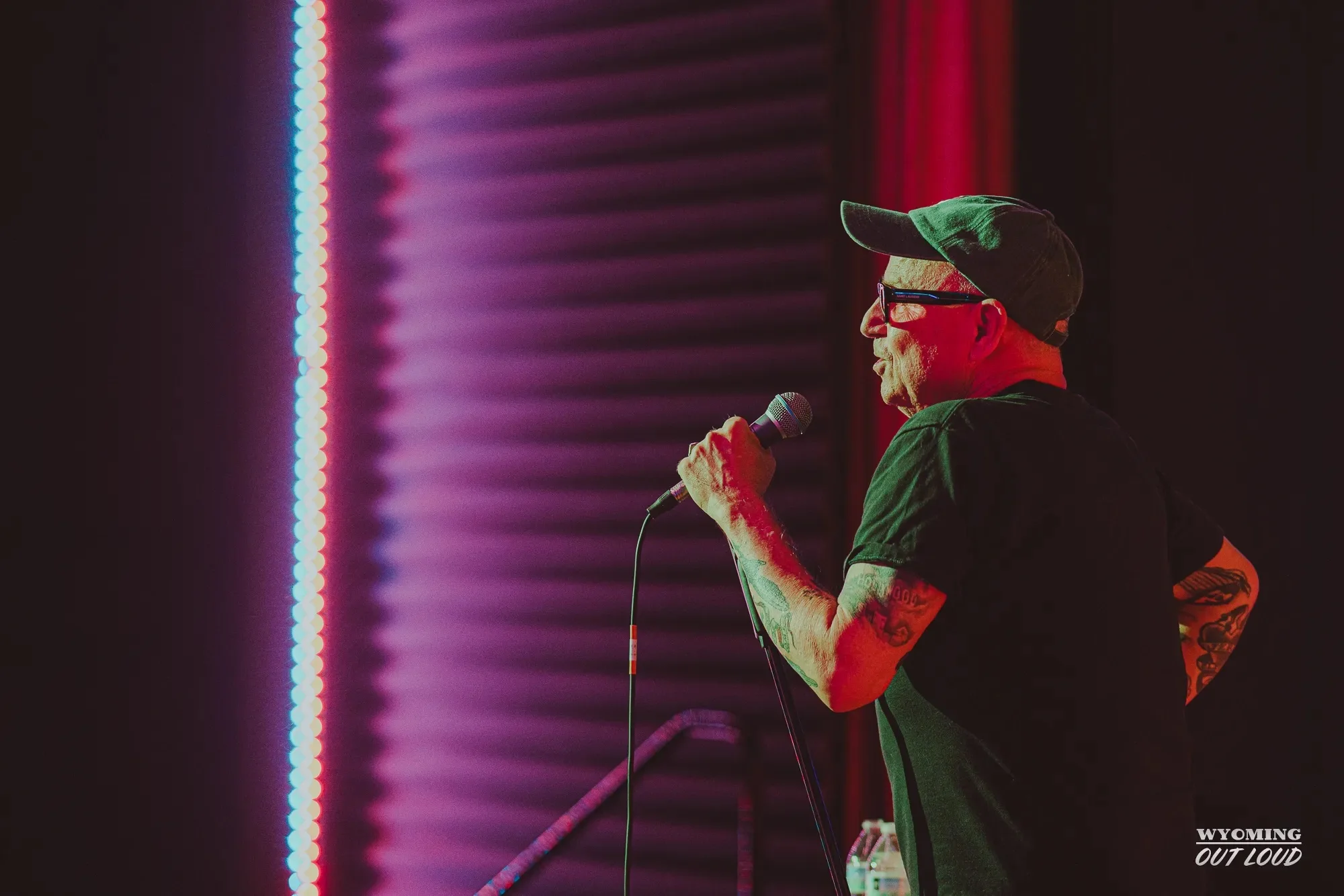 Comedian viewed from the side of The Rialto stage