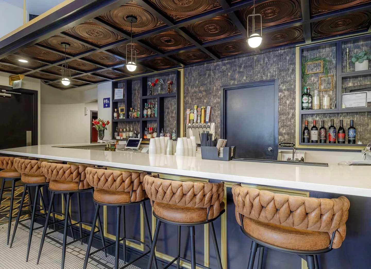 Bar seating inside The Rialto