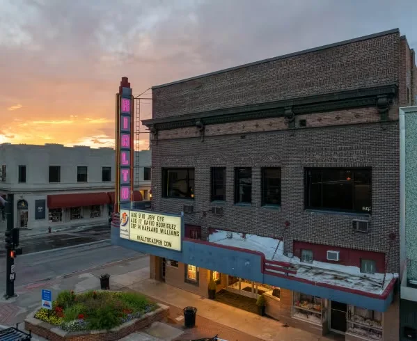 The Rialto exterior at dusk