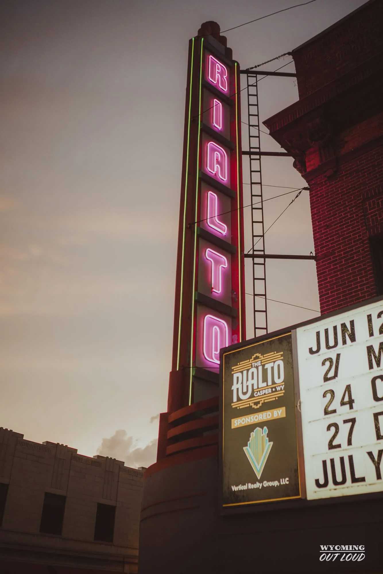 The Rialto sign and theater marquee
